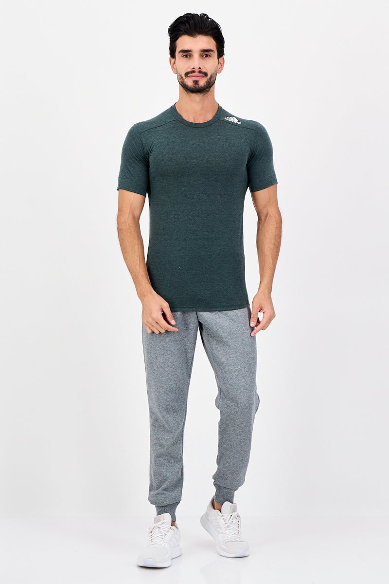 Adidas Men Slim Fit Brand Logo Short Sleeve Outdoor T-Shirt, Dark Sage - Image 4